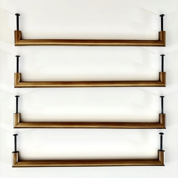 WEST ELM 9.5" Midcentury Modern Antique Brass Drawer Cabinet Hardware Pulls 4 - Picture 1 of 2